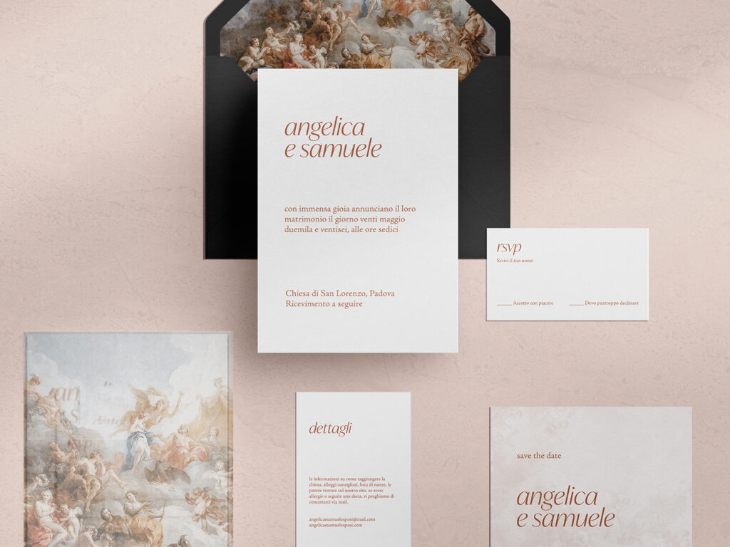 Suite Primula dal catalogo delle partecipazioni, colore arancio, moderna e sofisticata