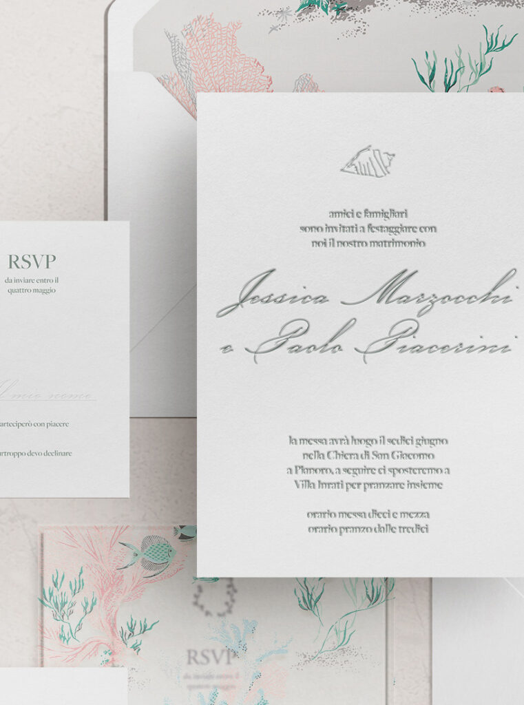 Invito e rsvp a tema marino personalizzata dal catalogo